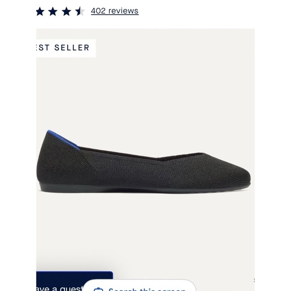 Rothy's The Daily Flat in Black with Blue Trim